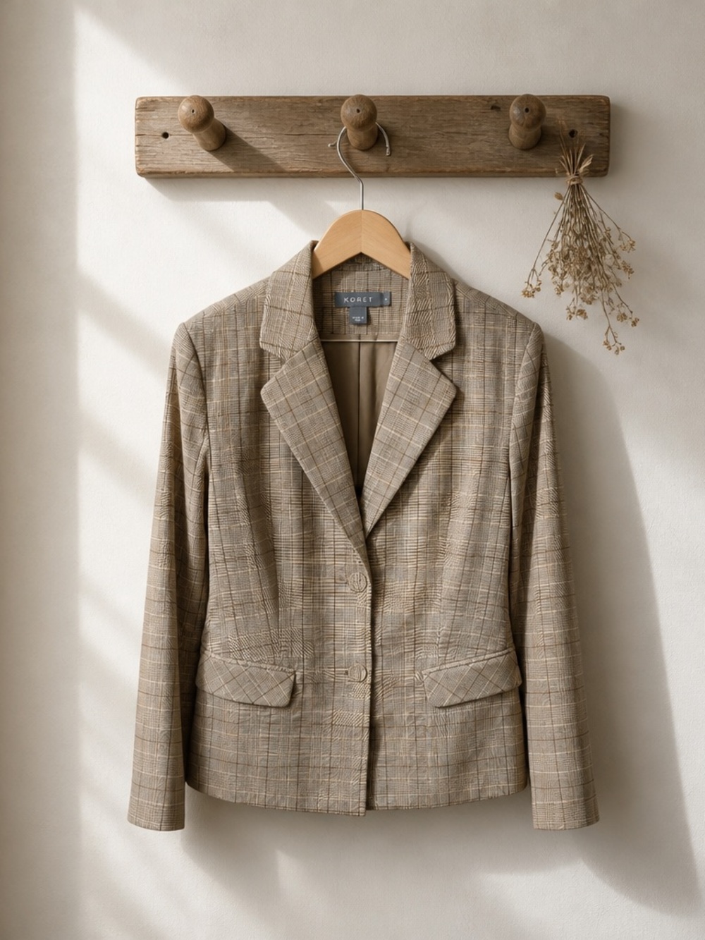 Koret Women Sz 10 Vintage Single Breasted plaid button blazer pockets